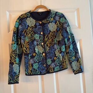 Isaac Mizrahi Live Embroidered Jacquard Cardigan Jacket Limited Edition Artisan
